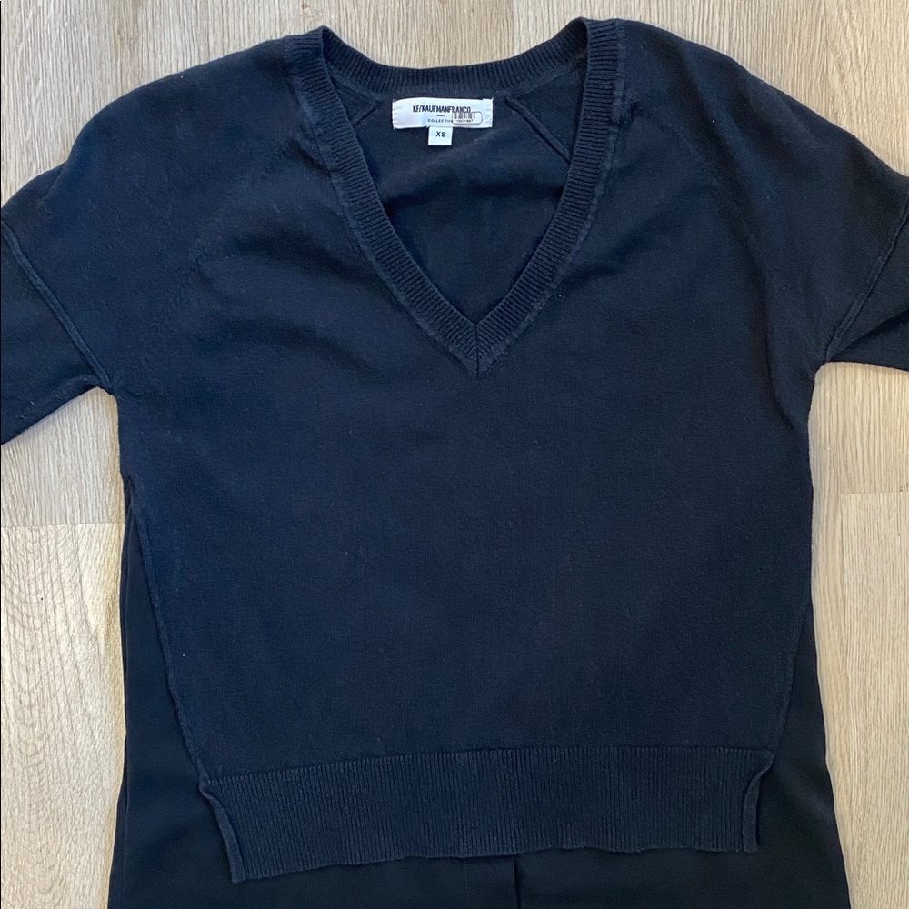 Kaufmanfranco Layered V-Neck Long Sleeve Top Black XS Minimalist Chic - Picture 6 of 14
